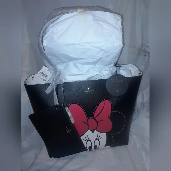 New Kate Spade Disney Reversible Minnie Mouse Tote/Detachable Wristlet NWT - Picture 9 of 12